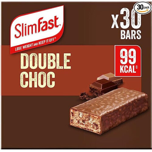 SlimFast Snack Bar, Low Calorie Snack, Double Choc Flavour, 30 x 25 g Multipack