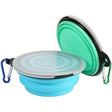 SLSON Collapsible Dog Bowls 2 Pack Dog Travel Bowl with Lid and Carabiners Pet Feeding Water Bowl Porable Dog Feeder for Waling, Travellling and Daily