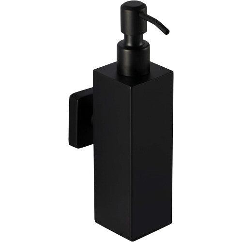 Soap Dispenser Stainless Steel in Black - Bathroom Wall Mounted Drill Holder (Stainless Steel (Black), Angular)