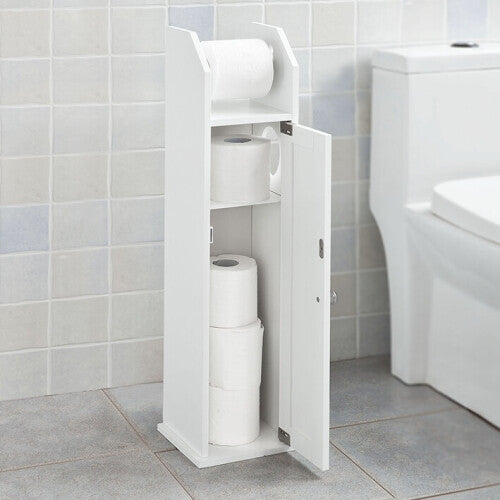 SoBuy® FRG135-W, Bathroom Toilet Paper Roll Holder Storage Cabinet