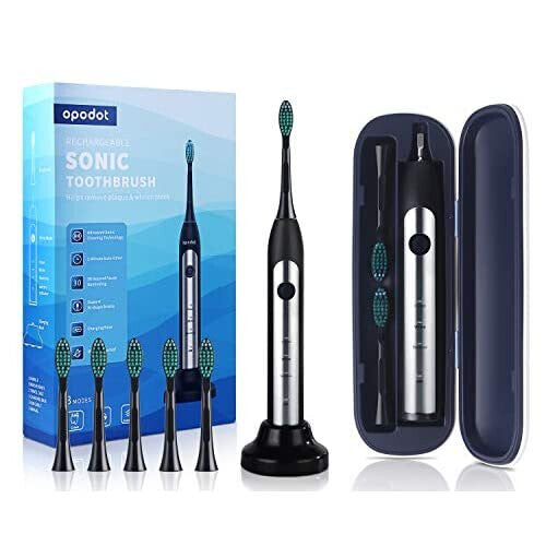 Sonic Toothbrush for Adults, Travel toothbrushes with 5 Dupont Replacement Heads, Electric Rechargeable Toothbrush, IPX7 Waterproof,3 Modes,Wirel