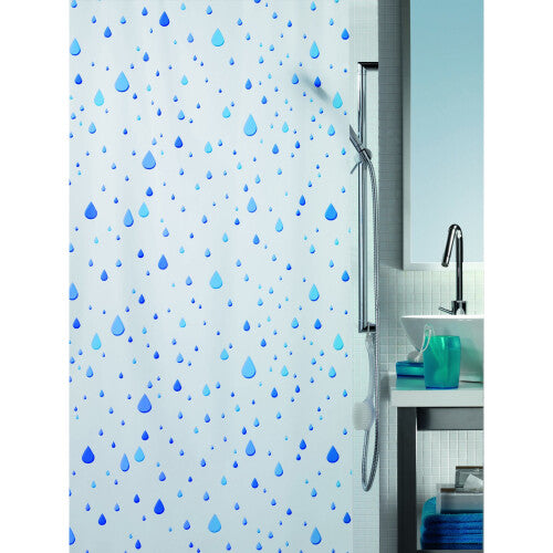 Spirella PVC Opaque Plastic Shower Curtain, 180 x 200 cm, White/Blue