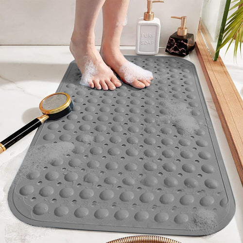 (Square (53 x 53) cm, Grey Bath Shower Mat) Non Slip Bath Shower Mats Anti-Bacterial Bathtub Mat