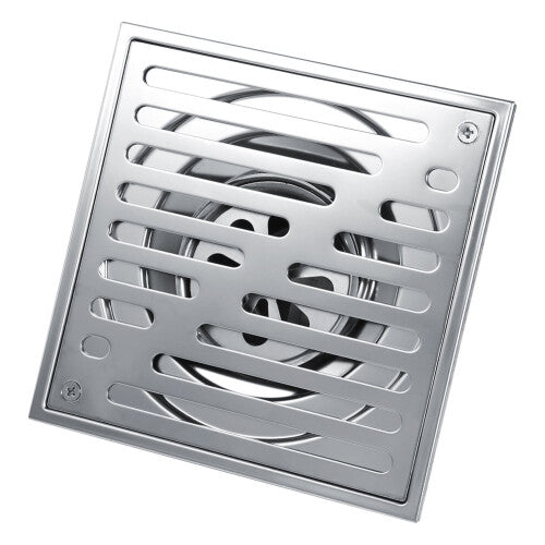 Square Floor Drain Stainless Steel Anti-Odor Bathroom Waste Gate Shower Drainer Large Caliber (Silver)