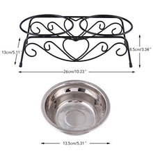 Stainless Steel Double Twin Pet Bowl Stand, Doub Cat Dog Pet Food Water Bowls Feeder Dishes Shelf Retro Iron Stand Raised Dog Feeding Bowl Pet