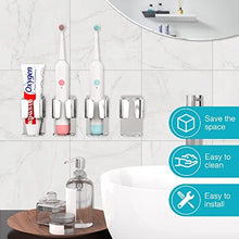 Stainless Steel Electric Toothbrush Holders, 4Pcs Wall Mounted Electric Toothbrush Stand with 3M Sticker Toothpaste Organizer for Bathroom