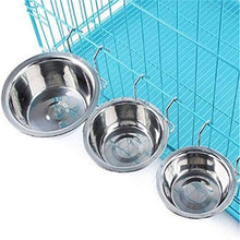 Stainless Steel Hook Over Feeding Cup Cat Pet Bird Rabbit Dog Puppy Food Water Bowl Cup Cage Box with Holder