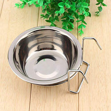 Stainless Steel Hook Over Feeding Cup Cat Pet Bird Rabbit Dog Puppy Food Water Bowl Cup Cage Box with Holder