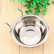 Stainless Steel Hook Over Feeding Cup Cat Pet Bird Rabbit Dog Puppy Food Water Bowl Cup Cage Box with Holder