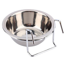 Stainless Steel Hook Over Feeding Cup Cat Pet Bird Rabbit Dog Puppy Food Water Bowl Cup Cage Box with Holder