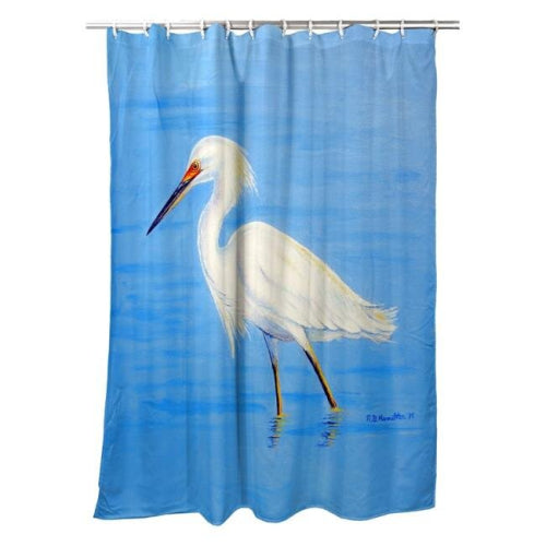 Stalking Snowy Egret Shower Curtain