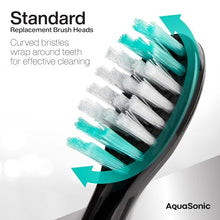 Standard Replacement Brush Heads | for Normal & Sensitive Teeth | Compatible with Many AquaSonic Toothbrush Handles (2 Pack Black)