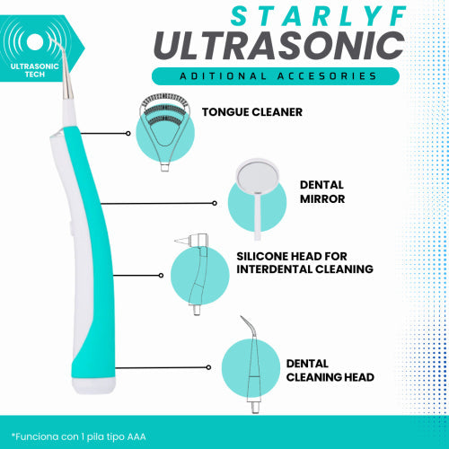 STARLYF - Dental cleaning system Ultrasonic, Removes plaque, tartare and stains, 3000 vibrations per minute