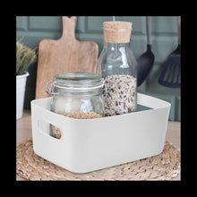 Storage Box, Storage Boxes with Handle, Rectangular Plastic Storage Baskets, Cupboard Organiser for Kitchen, Home