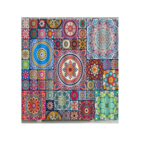 (Style6, 35x70in-90x180cm) Boho Mandala Colourful Waterproof Shower Curtain Bathroom Decor