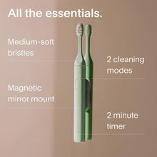 Sustainable Sonic Toothbrush - Slim Powerful Electric Toothbrush, Recyclable Plant-Based Brush Head, 2 Modes, IPX7 Waterproof, Includes Mirrored Stand