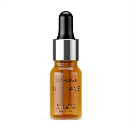 Tan Luxe THE FACE Self Tan Drops, Light/Medium (10 ml) Add Tanning Drops to Skin Care for Custom Face Tan, Cruelty Free & Vegan