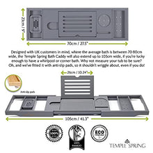 Temple Spring Bath Tray - Extendable Bath Caddy Tray for Bathtub with Candle, Wine Glass, Book, iPad & Phone Holders - Adjustable Bath Table Tray Over