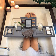 Temple Spring Bath Tray - Extendable Bath Caddy Tray for Bathtub with Candle, Wine Glass, Book, iPad & Phone Holders - Adjustable Bath Table Tray Over