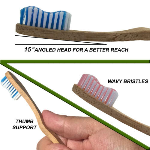 Terra Futura Bamboo Toothbrush 4 Pack  Ergonomic Toothbrush. Eco Friendly  Biodegradable & Environmentally Sustainable  BPA Free Bristles  E