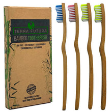 Terra Futura Bamboo Toothbrush 4 Pack  Ergonomic Toothbrush. Eco Friendly  Biodegradable & Environmentally Sustainable  BPA Free Bristles  E