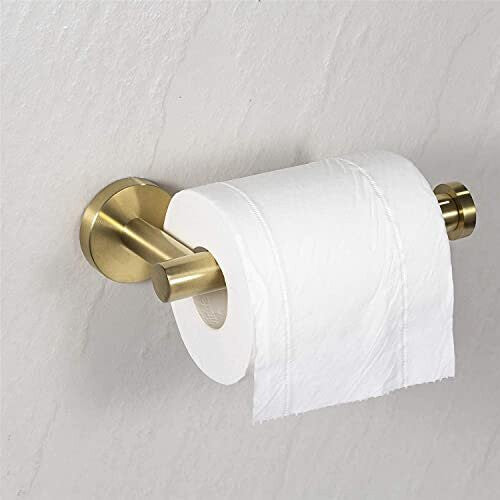 Toilet Roll Holder Bathroom Tissue Paper Dispenser Holders Wall Mounted Round Mounting Stand Hanger Kitchen Storage Gold SUS 304 Stainless Steel