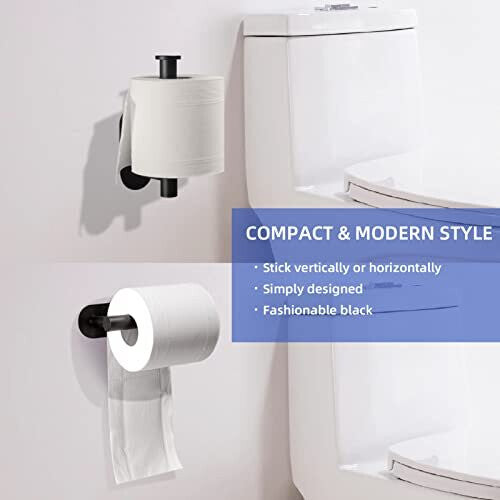 Toilet Roll Holder Self Adhesive Black Paper Holders Tissue 3M Stand Hanger Bathroom SUS-304 Stainless Steel 10 Years Warranty,No Drilling Required,