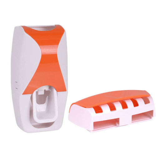 Toothbrush Holder Automatic Toothpaste Holder Squeezer Set Toothpaste Squeezer Things Bathroom Accessories Toothpaste Dispenser - Orange