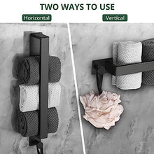 Towel Rail Wall Mounted, JiGiU Self Adhesive 40cm Black Towel Holder & Toilet Paper Holder No Drilling Stainless Steel Towel Rack Bathroom Accessories