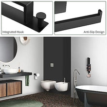 Towel Rail Wall Mounted, JiGiU Self Adhesive 40cm Black Towel Holder & Toilet Paper Holder No Drilling Stainless Steel Towel Rack Bathroom Accessories