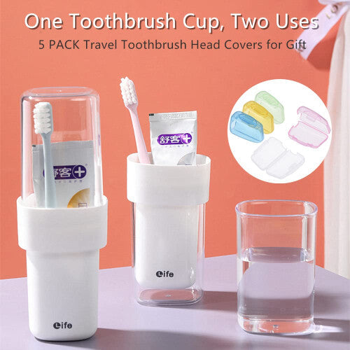 Travel Toothbrush Holder for Bathroom with 5 Toothbrush Head Protective Case  1pcs White Covered Toothbrush Holders Can be Used as Toothbrus