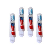 Travel Toothbrush Set with Mini Toothpaste x 4 by Wilosc Mini Travel toiletries - Travel Size Portable Toothbrush and Travel Toothpaste Set for