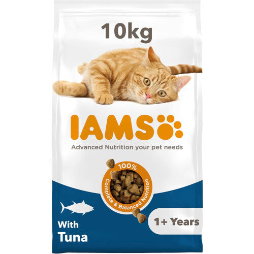 (Tuna, 10 kg (Pack of 1)) IAMS Complete Dry Cat Food for Adult