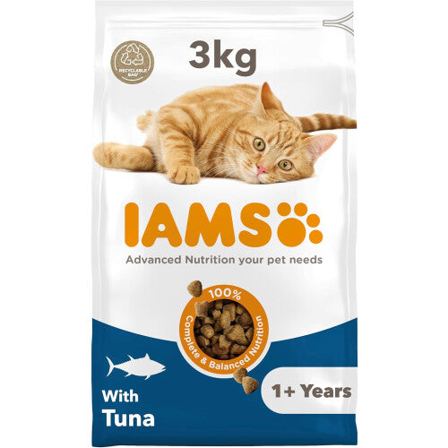 (Tuna, 3 kg (Pack of 1)) IAMS Complete Dry Cat Food for Adult