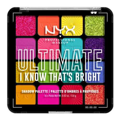 Ultimate Shadow Palette, 16 Vibrant True-To-Pan Eyeshadow Shades, Metallics, Shimmers, Colours and Nudes in Pressed Pigments, Vegan, I Know That's