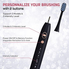 Ultrasonic electric toothbrush 2-piece set for adults with 8 brush heads, 3*3 adjustable modes, 2-minute smart timer, 1 charge can be used for 90 days