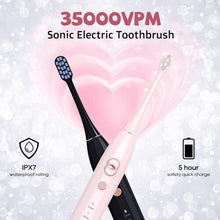 Ultrasonic electric toothbrush 2-piece set for adults with 8 brush heads, 3*3 adjustable modes, 2-minute smart timer, 1 charge can be used for 90 days