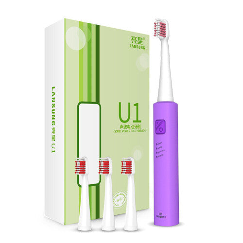 Ultrasonic Sonic Toothbrush USB Charge Rechargeable With 4 Pcs Replacement Heads Tooth Brushes Timer Brush