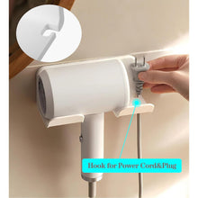 Universal Hair Dryer Holder, Blow Dryer Hanger Wall Mount for Hair Dryer Hook with Plug Cord Organizer Self Adhesive for Cabinet Bathroom(1 Pack)