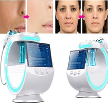 (US PLUG) Ultrasound Skin Care Cryotherapy Microdermabrasion Machine Ice Blue Magic Mirror Skin Analyzer