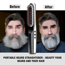 USB Wireless Mini Hair Comb Men's Quick Beard Brush Straightener Comb