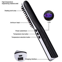 USB Wireless Mini Hair Comb Men's Quick Beard Brush Straightener Comb