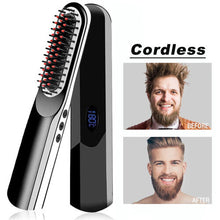 USB Wireless Mini Hair Comb Men's Quick Beard Brush Straightener Comb