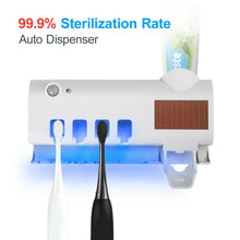 UV Light Sterilizer Toothbrush Holder Wall Mount Toothpaste Dispenser