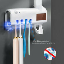 UV Light Sterilizer Toothbrush Holder Wall Mount Toothpaste Dispenser