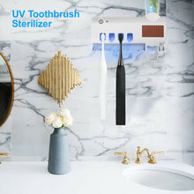 UV Light Sterilizer Toothbrush Holder Wall Mount Toothpaste Dispenser