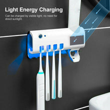 UV Light Sterilizer Toothbrush Holder Wall Mount Toothpaste Dispenser