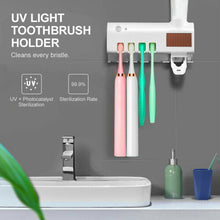 UV Light Sterilizer Toothbrush Holder Wall Mount Toothpaste Dispenser