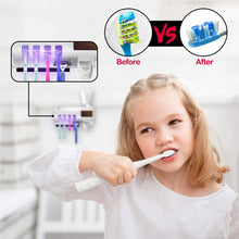 UV Light Sterilizer Toothbrush Holder Wall Mount Toothpaste Dispenser