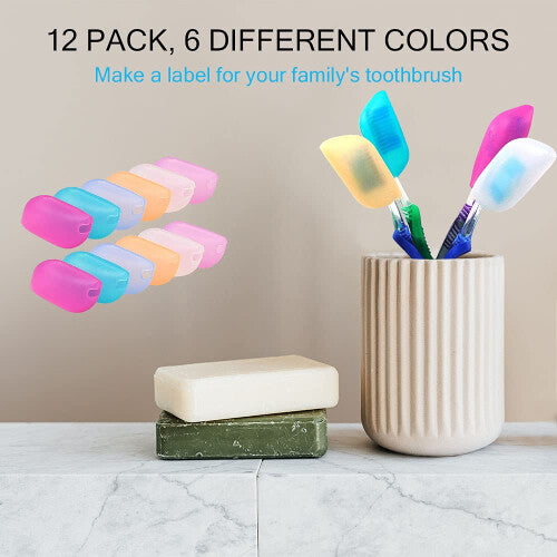 V-TOP Silicone Toothbrush Case Covers  12 Pack Toothbrush Head Covers for Travel  Tooth Brush Covering for for Home and Outdoor